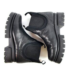 SAYDO Black Leather Lug Sole Platform Chelsea Boots Ankle Booties EU 36 US 6